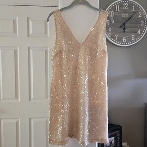 a new day Cream Sequin V-Neck Dress